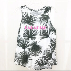 And ea wy Paradise Palm Tree Leaf Tank Top size M